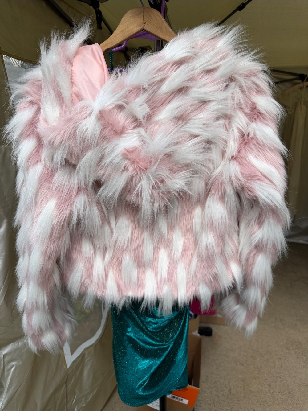 LAVISHER Pink & White Faux Fur Hooded Teddy Jacket - Picture 2 of 5